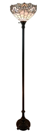 Handcrafted Tiffany Floor Lamp – White Torchiere by Amora Lighting