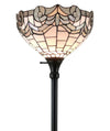 Amora Tiffany White Torchiere Floor Lamp – 72 Inch Handcrafted Shade