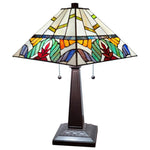 Amora Lighting Tiffany Style Table Lamp Banker Mission 22 Inch Tall & 14 Inches Diameter