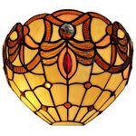 Amora Lighting Tiffany Style Wall Sconce, 12" Wide, Handcrafted Stained Glass Shade with Curved Design
