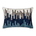 Modern Amalfi Hairon Hide Pillow Navy Geometric Patchwork by Cloud9