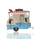 Old Modern Handicrafts Classic Camper – Handmade Metal Piggy Bank with Photo Frame, Luggage & Surfboard, 9"