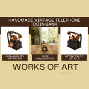 Decorative Telephone Coin Bank – Handmade Iron 8.5 Inch