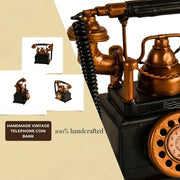 Iron Retro Telephone Bank – Handmade Collectible 8.5 Inch