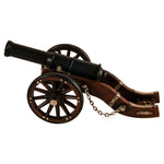 Old Modern Handicrafts Louis XIV Cannon Model – Handmade Iron Miniature with Antique Finish, 11” Display Decor