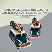 Handmade Christmas Mini Cooper Set – Vintage Holiday Car Decor – 4 Inch