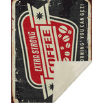 Vintage Coffee Sign Throw Blanket Plush Fleece Backing 50" x 70" Rectangle by One Pixie Street