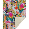 Colorful parrot patterned rug with a beige border
