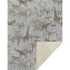 Patterned rug with safari animals on a gray background
