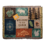 Manual Woodworkers and Weavers Escape to Nature Woven Throw Blanket, 50x60 Inches, Rustic Wildlife-Inspired Cotton Tapestry for Cabin or Lodge Decor