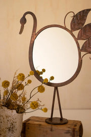 Forged Iron Swan Tabletop Mirror With Antique Copper Finish 23