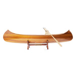 Indian Girl Canoe Model - Handcrafted Wood - 24 Inch Maritime Display By Old Modern Handicrafts