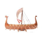 Wooden  Viking Longship Model 25" L - Handcrafted Drakkar Boat Replica -  Display Ship with Shields & Sail By Old Modern Handicrafts