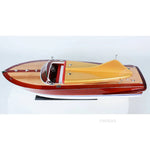 Chris Craft Cobra Painted Model Boat 10" H – Handcrafted Mahogany Speedboat By Old Modern Handicrafts
