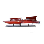 Ferrari Hydroplane Model 32" L - Red Finish with Leather & Steel Details - Handcrafted Racing Boat Replica By Old Modern Handicrafts