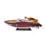 Wooden Riva Rivarama Wine Holder 11" H – LED Lighted Model Boat By Old Modern Handicrafts