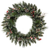 Vickerman B166325 24" Snow Tipped Pine and Berry Artificial Christmas Wreath Clear Dura-lit Incandescent Mini Lights