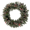 Vickerman B166331LED 30" Snow Tipped Pine And Berry Artificial Christmas Wreath Warm White Dura-Lit Led Mini Lights
