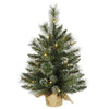 Vickerman B166425 2' Snow Tipped Mixed Pine Artificial Christmas Tree Clear Dura-Lit Lights