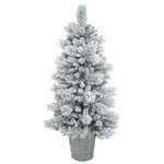 Vickerman B160250 5' Potted Flocked Ashton Pine Artificial Christmas Tree Unlit