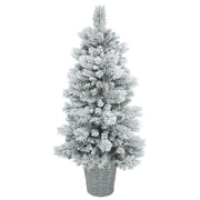 Vickerman B160250 5' Potted Flocked Ashton Pine Artificial Christmas Tree Unlit