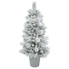 Vickerman B160251LED 5' Potted Flocked Ashton Pine Artificial Christmas Tree Warm White Lights