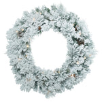 Vickerman B160331 30" Flocked Ashton Pine Artificial Christmas Wreath Clear Dura-lit Incandescent Mini Lights