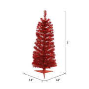 Vickerman B163336LED 3' Red Pencil Artificial Christmas Tree Red Dura-Lit Led Lights