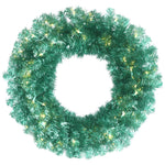 Vickerman B173131LED 30" Artificial Teal Pine Wreath with 240 PVC tips and 70 Dura-Lit® LED Sky Blue Mini Lights
