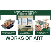Wooden  Hemingway Pilar Fishing Boat Model - 27.5
