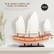 Chinese Junk Ship Model – 27 Inch Wooden Collectible Display