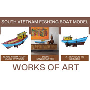 Wooden Fishing Boat Model – South Vietnam Refugee Boat – 28 Inch