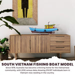 South Vietnam Wooden Boat – Refugee Fishing Model with Stand – 28 Inch