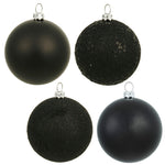 Vickerman N592017DA 8" Black 4-Finish Ball Ornament Assortment 4 Per Bag
