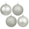 Vickerman N591507BX 6" Silver 4-Finish Ball Ornament Assortment 4 Per Box
