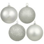 Vickerman N591507DA 6" Silver 4-Finish Ball Ornament Assortment 4 Per Box
