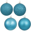 Vickerman N592512DA 10" Turquoise 4-Finish Ball Ornament Assortment 4 Per Bag