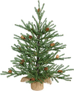 Vickerman 18" Carmel Pine Artificial Xmas Tree with Pine Cones & Burlap Base
