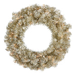 Vickerman B982525 24" Champagne Artificial Christmas Wreath Clear Dura-lit Incandescent Mini Lights