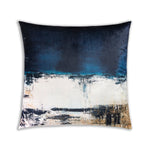Artistic Bali Velvet Pillow 22" x 22" Multi Blue Abstract Watercolor Pattern by Cloud9