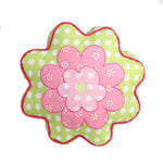 Pink Ladybug Dot Novelty Floral Embroidered Decor Throw Pillow 18" Cotton Pink Green Polka Dot Accent By Cozy Line Home Fashions