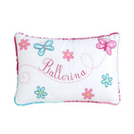 Ballerina Girl Pink Butterfly Floral Rectangular Decor Throw Pillow 17"W Cotton Kids Room Accent By Cozy Line Home Fashions