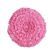 Pink Floral Round Ruffle Decor Throw Pillow – Cotton