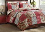 Adeline Floral 3-Piece Real Patchwork Cotton Reversible Quilt Bedding Set – Country Patchwork Style by Cozy Line Home Fashions