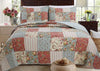 Floral Stripe Patchwork Quilt Bedding Set – Reversible Cotton