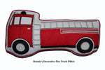 Ronnie Varsity Striped Fire Truck Classic Novelty Decor Throw Pillow 20" Cotton Embroidered Accent By Cozy Line Home Fashions