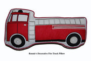 Classic Fire Truck Novelty Decor Pillow – Embroidered Cotton