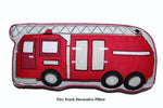 Ronnie Varsity Striped Fire Truck Decor Throw Pillow 20"W Cotton Red Blue Novelty Kids Room By Cozy Line Home Fashions