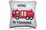 Ronnie Varsity Striped Fire Hero Square Decor Throw Pillow 16"x16" Cotton Red Multicolor Embroidered By Cozy Line Home Fashions