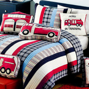 Embroidered Fire Truck Pillow – Boys Room Decor
